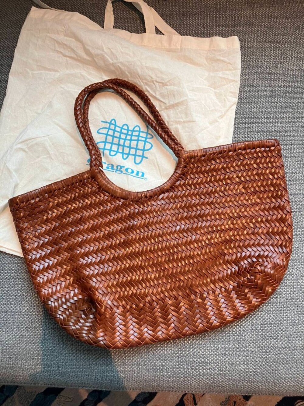 Dragon Diffusion Large Woven Leather Tote